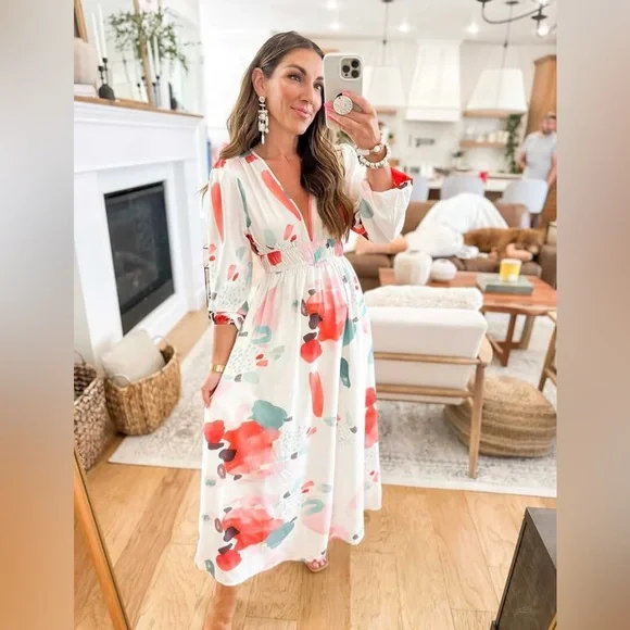 NWOT Boho Maxi Floral Dress L - Picture 2 of 11